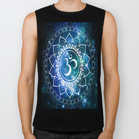 Om Mandala : Blue Green Galaxy Biker Tank