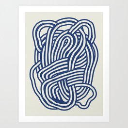 Line art organic shape in blue 03 Art Print
