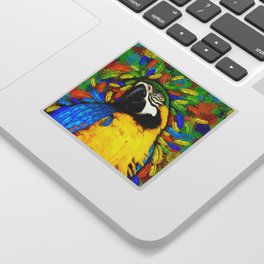 Gold and Blue Macaw Parrot Fantasy Sticker