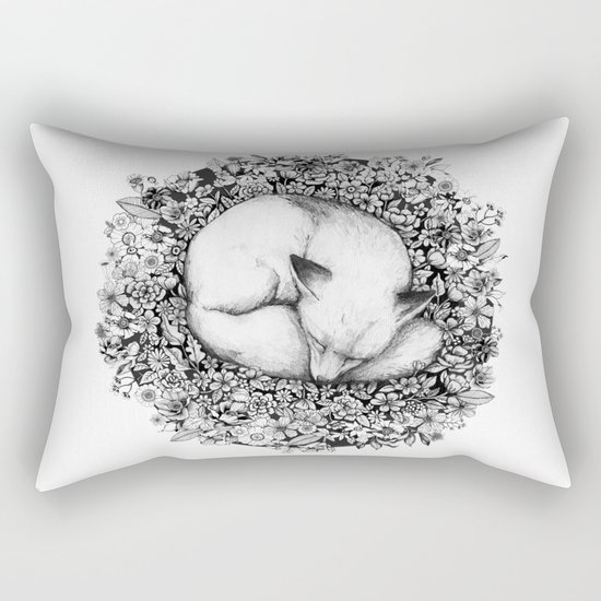 Fox Sleeping in Flowers Rectangular Pillow