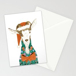 Christmas Goat Green Sweater Stationery Card