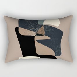 Clay Shapes Black, Teal and Offwhite Rectangular Pillow