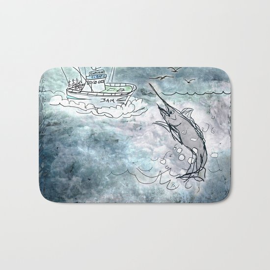 Fishing swordfish Bath Mat