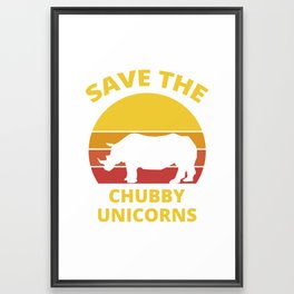 Save The Chubby Unicorns Retro Vintage Rhino Gift Framed Art Print