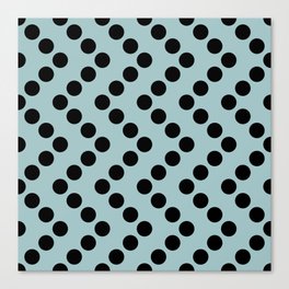 Black Retro Geometric Polka Dots Zigzag on Mint Green Canvas Print