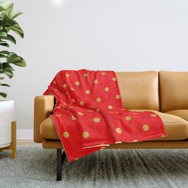 Gold And Red Dots Collection Throw Blanket