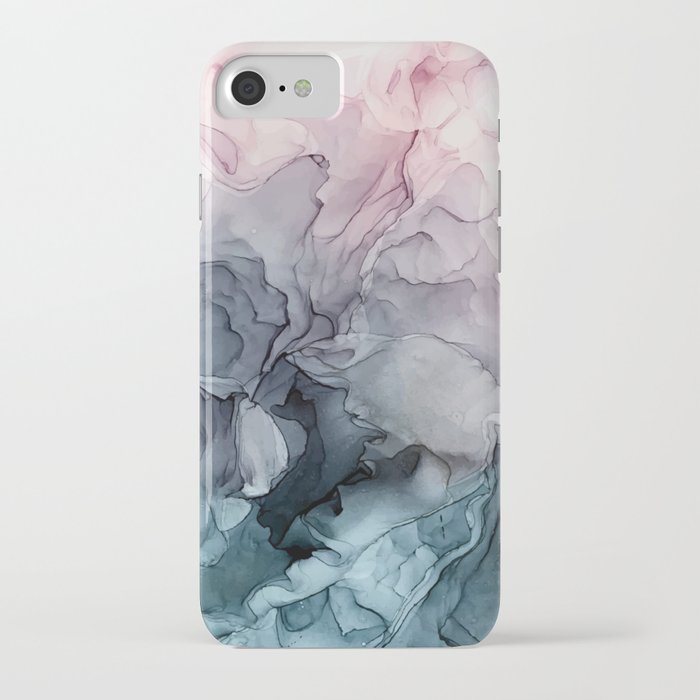 blush and payne's grey flowing abstract painting iphone case