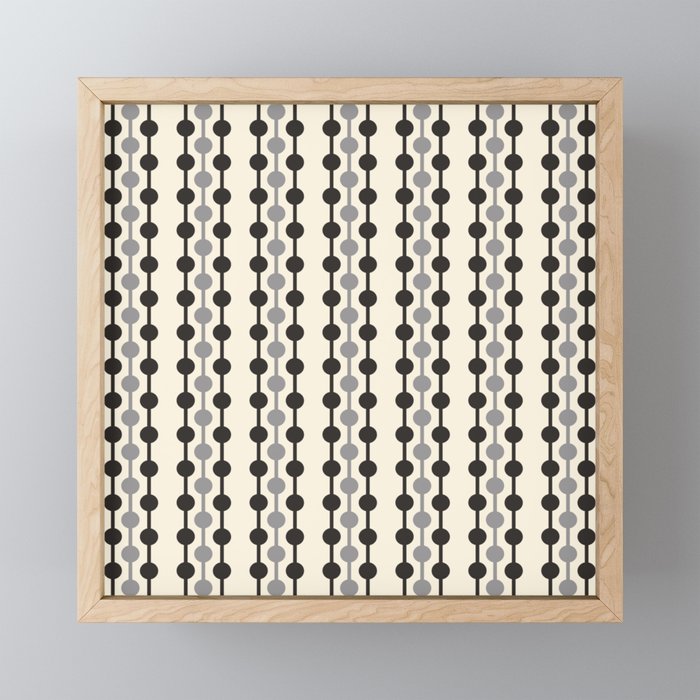 Geometric Droplets Pattern Series In Black Gray Cream Framed Mini