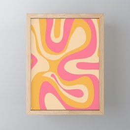 Pink and Orange Retro Abstract 70s Liquid Swirl  Framed Mini Art Print