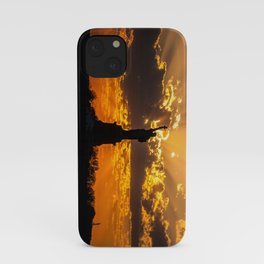 Statue of Liberty sunset in New York Harbor iPhone Case