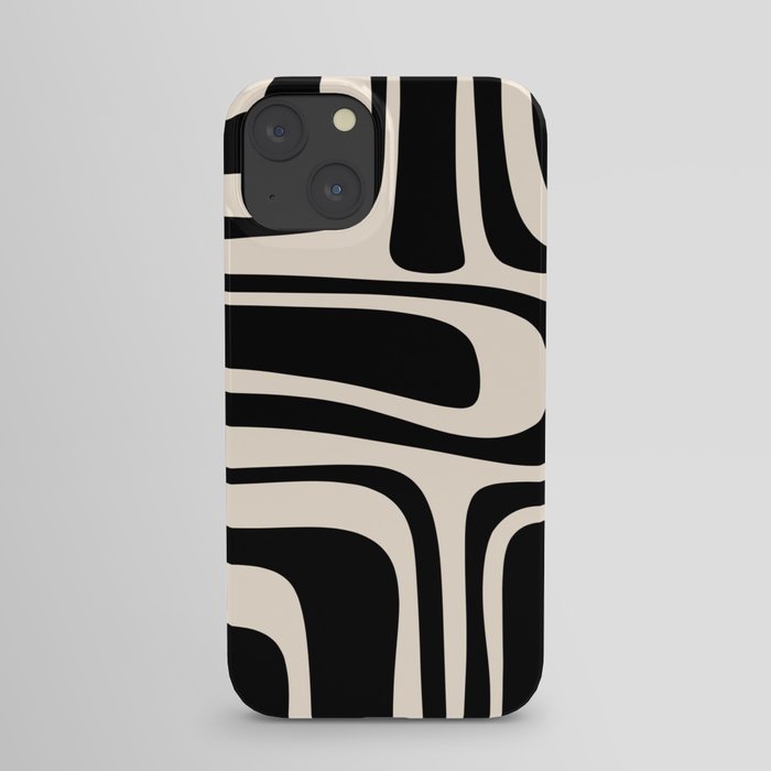 Palm Springs - Midcentury Modern Abstract Pattern in Black and Almond Cream  iPhone Case