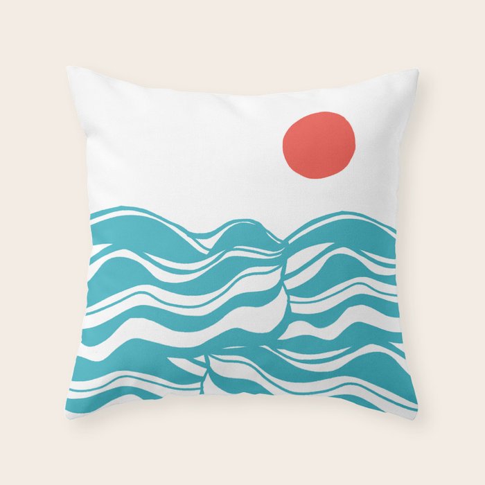 Swell, ocean waves Throw Pillow by sunshinecanteen Society6