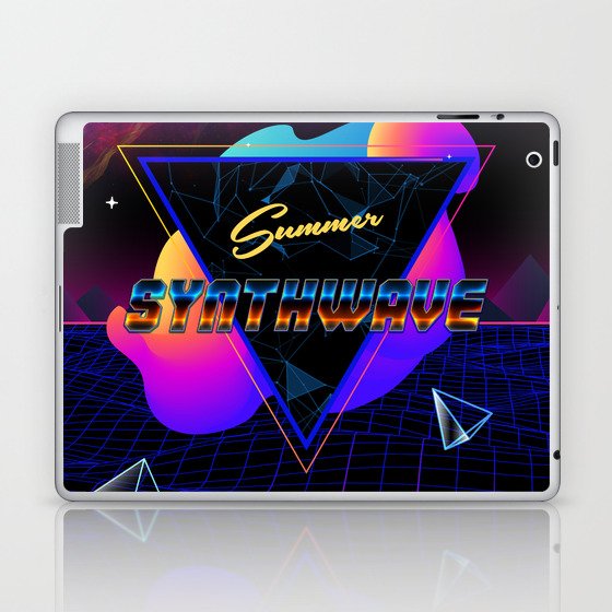 Neon synthwave horizon #1 Laptop & iPad Skin