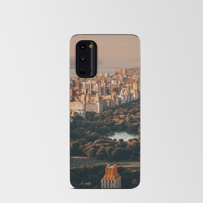 New York City Manhattan aerial view with Central Park and Upper West Side at sunset Android Card Case