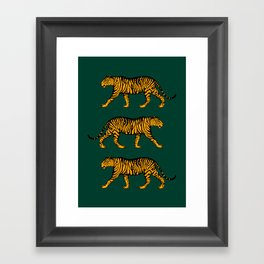 Tigers (Dark Green and Marigold) Framed Art Print