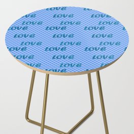 Glitter Blue And Plaid Trendy Modern Love Collection Side Table