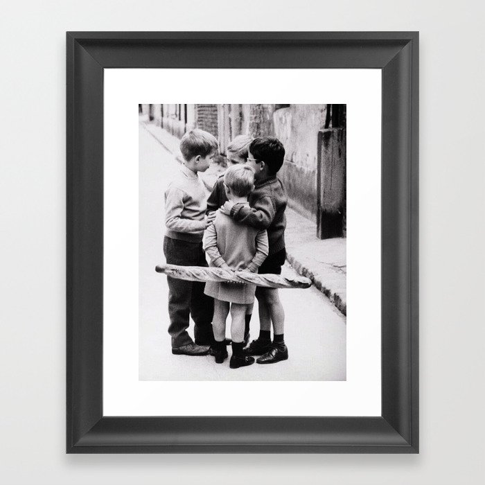 The Gangs of Paris, Little Boys with Morning Baguettes black and white photography - black and white photographs Framed Art Print
