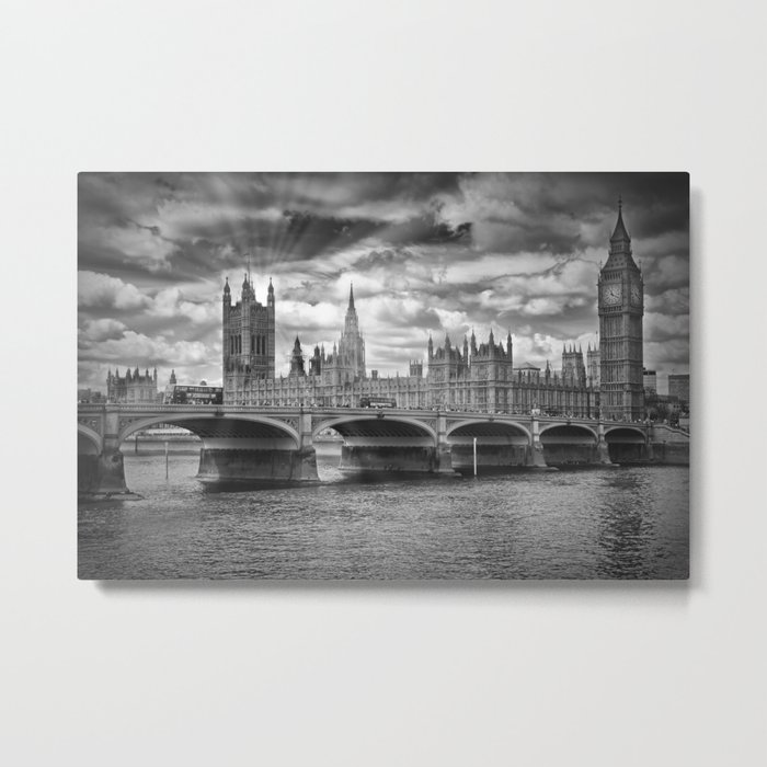 LONDON Westminster Bridge Sunrays Metal Print