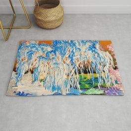 Nature in the Negative Rug | Blue, Painting, Rainbow, White, Inverted, Tree, Orange, Kamloops, Negative, Willow 
