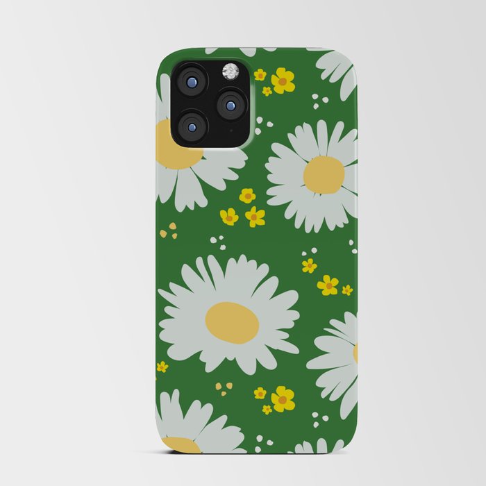 Spring Daisies 001 on Green iPhone Card Case