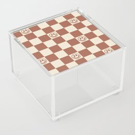 Smiley Face & Checkerboard (Milk Chocolate Colors) Acrylic Box