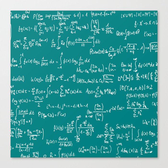 Math Equations // Teal Canvas Print