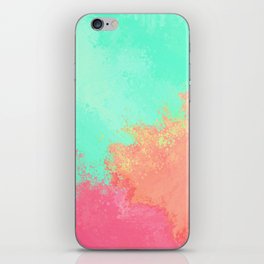 Hand Painted Pink Teal Coral Watercolor Abstract Colorblock iPhone Skin
