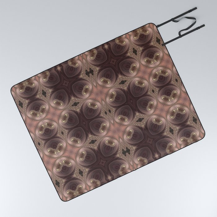 Gilded Elegance Victorian Digital Geometric Pattern Picnic Blanket
