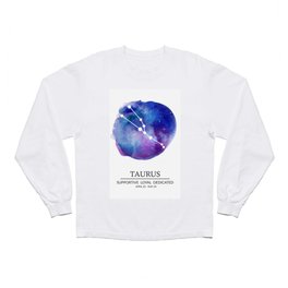 Taurus Watercolor Zodiac Constellation Long Sleeve T Shirt