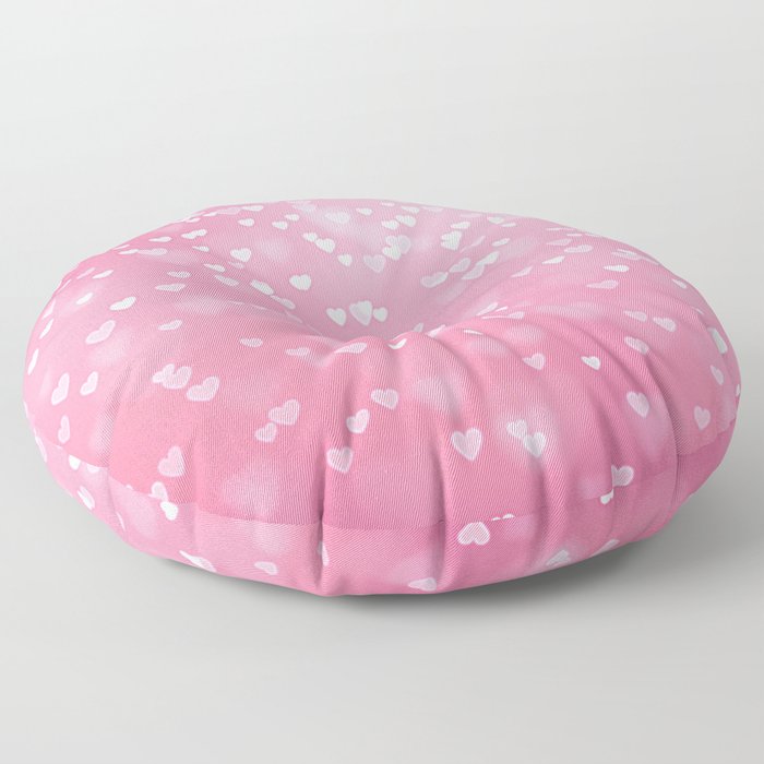 Pretty Pink Bokeh Love Hearts Floor Pillow