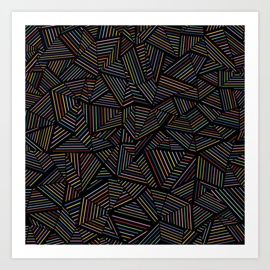 Ab Linear Rainbow Black Art Print
