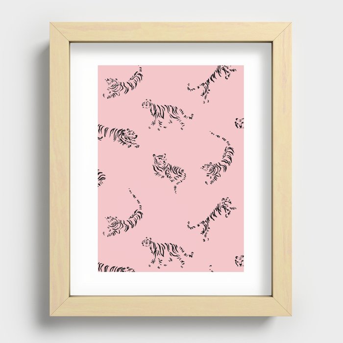 Pink Tiger Print Recessed Framed Print