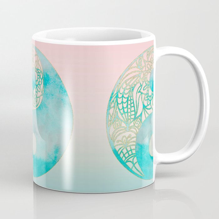 Yin Yang Watercolor Esoteric Symbol teal and soft pink #yinyang Coffee Mug