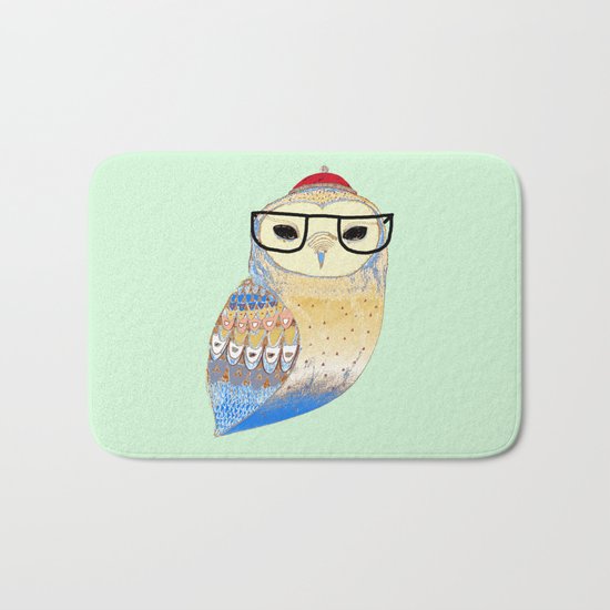hipster owl Bath Mat