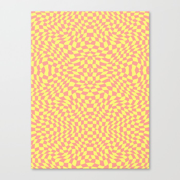 Orange yellow green checker symmetrical pattern Canvas Print