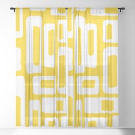 Retro Mid Century Modern Abstract Pattern 335 Yellow Sheer Curtain