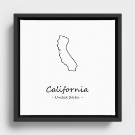 California State Minimal Map, California Map Outline Framed Canvas