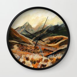 Golden Mountain Landscape Wall Clock