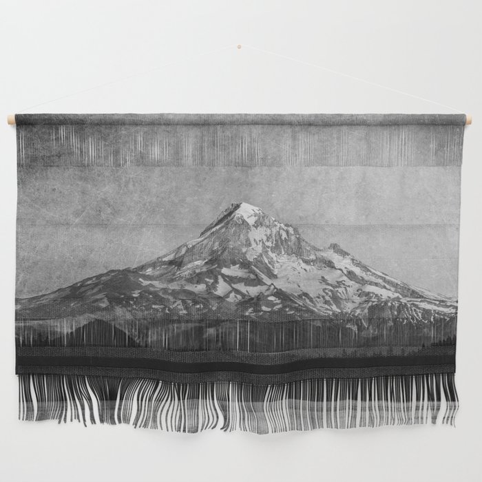 Mt Hood Black and White Vintage Nature Photography Wall Hanging