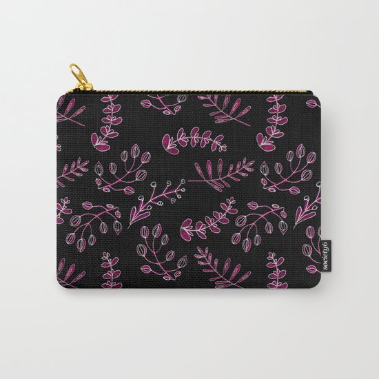 Seamless watercolor blue flowers pattern on black background Carry-All Pouch