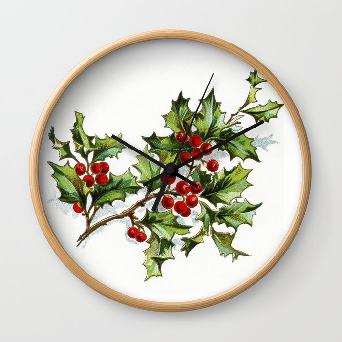 Holly Berries 20171001 by JAMFoto Wall Clock