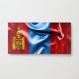 Mongolia Flag Metal Print | Crumple, Holiday, Creased, Texture, Asia, Ripple, Flag, Graphicdesign, Tourism, Illustration 