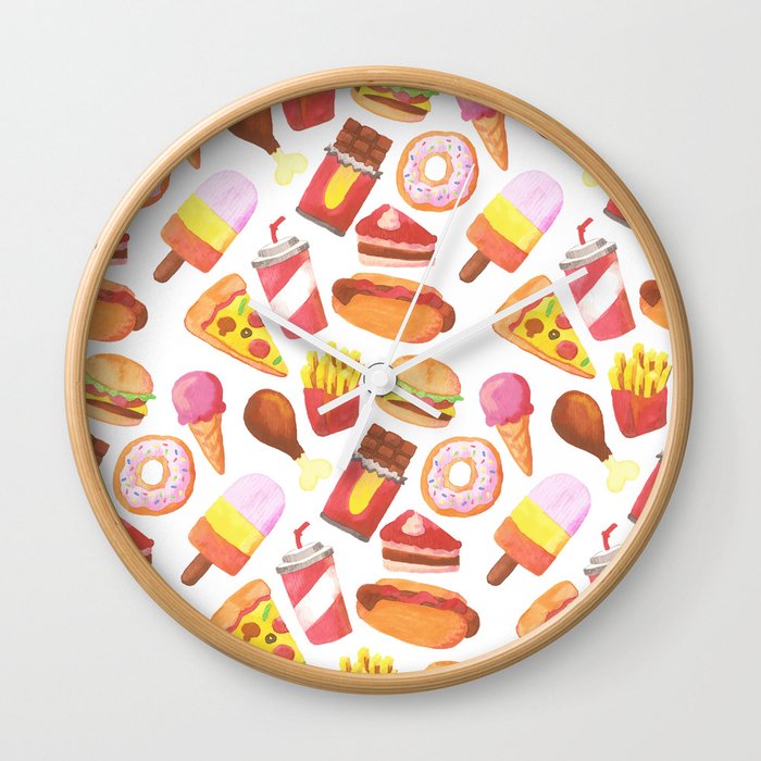 Fast Food Pattern Wall Clock