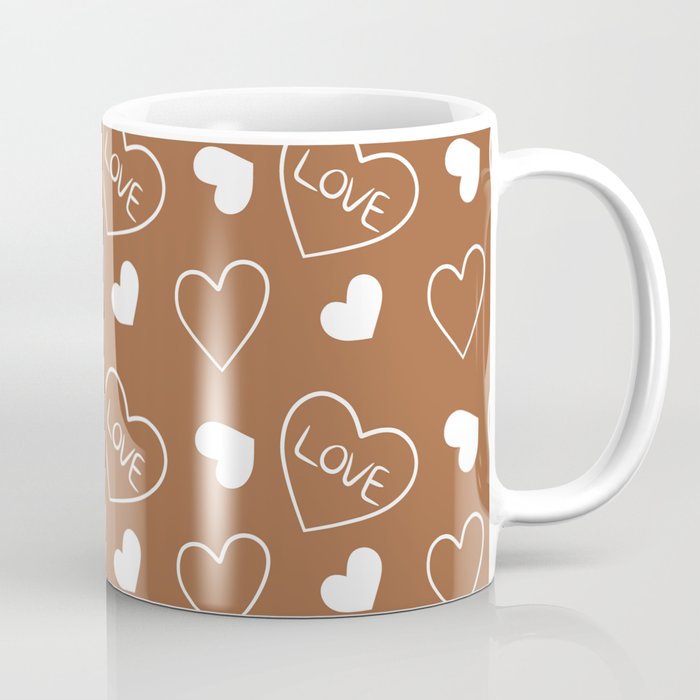 Valentines Day White Hand Drawn Hearts Coffee Mug