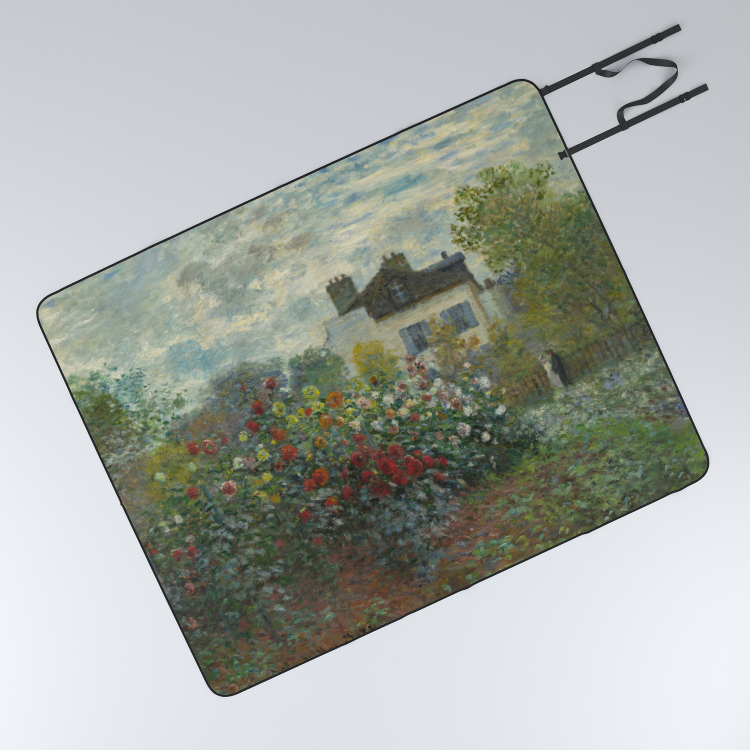 Claude Monet A Corner Of The Garden With Dahlias Picnic Blanket By
