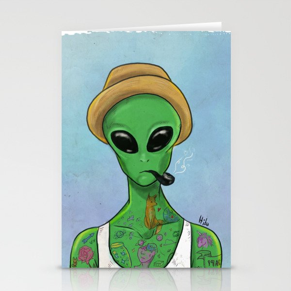 Alien with cool tattoos Stationery Cards