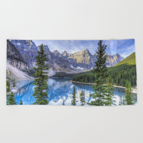 Moraine Lake #landscape #photography Beach Towel