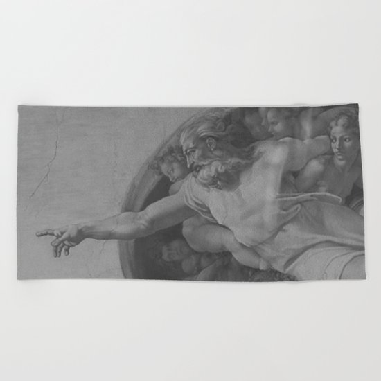 Black White Sistine Chapel Beach Towel