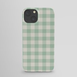 Gingham Mint Green and White Seamless Pattern iPhone Case