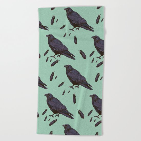 Mint Raven Beach Towel